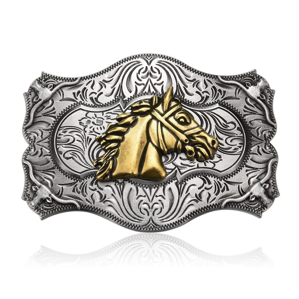 9125 Western Cowboy Belt Buckle , Rodeo Horse Head Belt Buckle, Texas